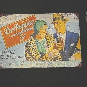 Vintage Dr Pepper Couple Aluminum Decorative Sign